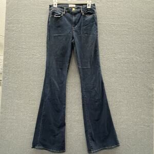 Frame Le High Flare Jeans 29 Pant Casual Classic Minimal Retro Festival Blue